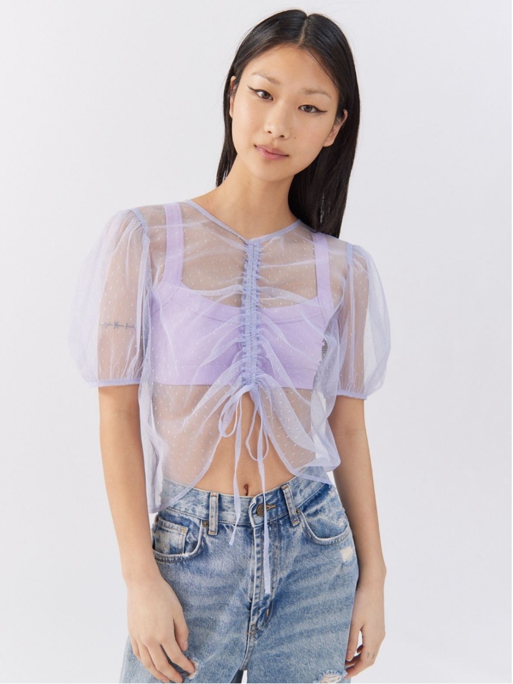 Soonsu/Urban Outfitters sheer dot lilac top